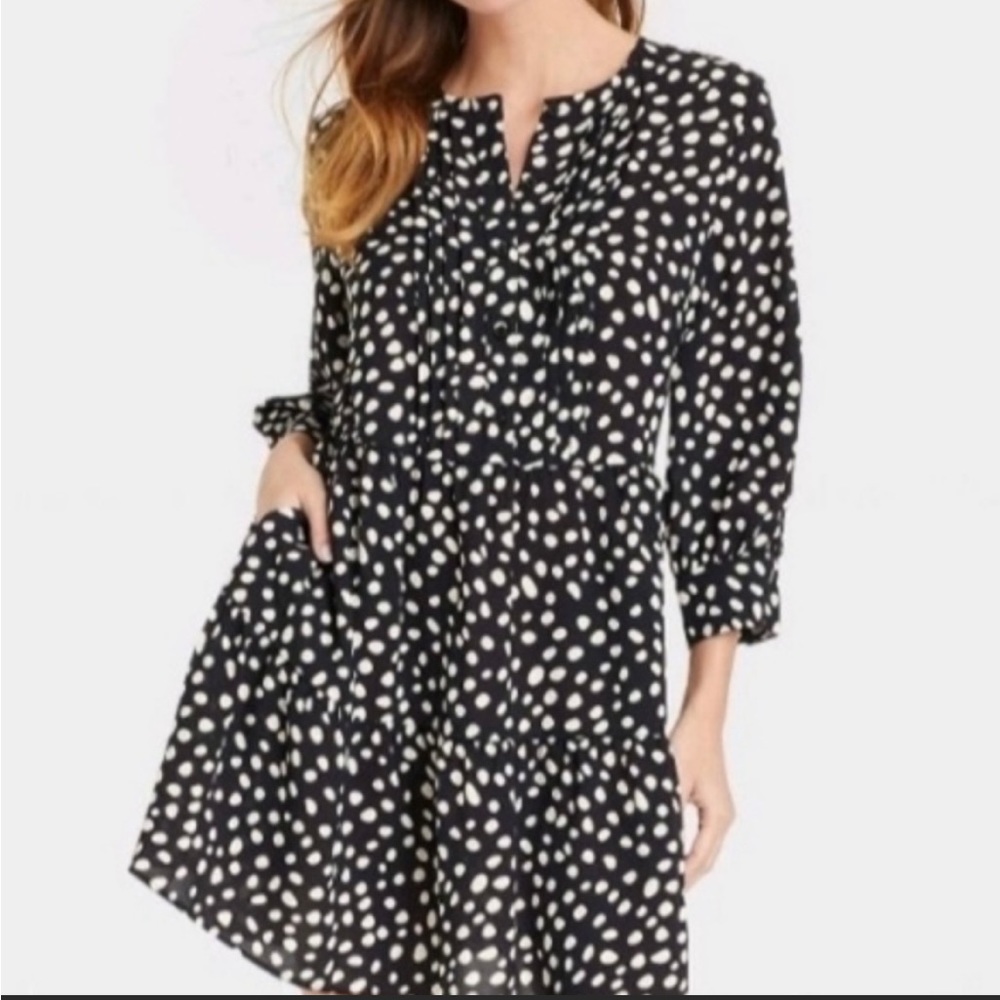 Who What Wear polka dot dress with pockets size 3X nwt, black and white,